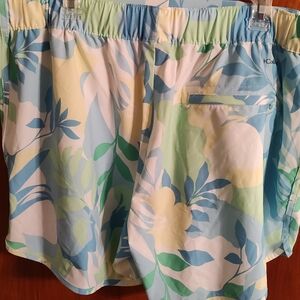 Columbia Leaf‎ Print Swim Shorts - Blue and Green